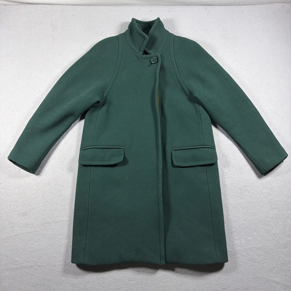 J Crew Stadium Cloth Coat Women 2 Nello Gori Wool Zip Hunter Green Quiet Luxury - Picture 2 of 10